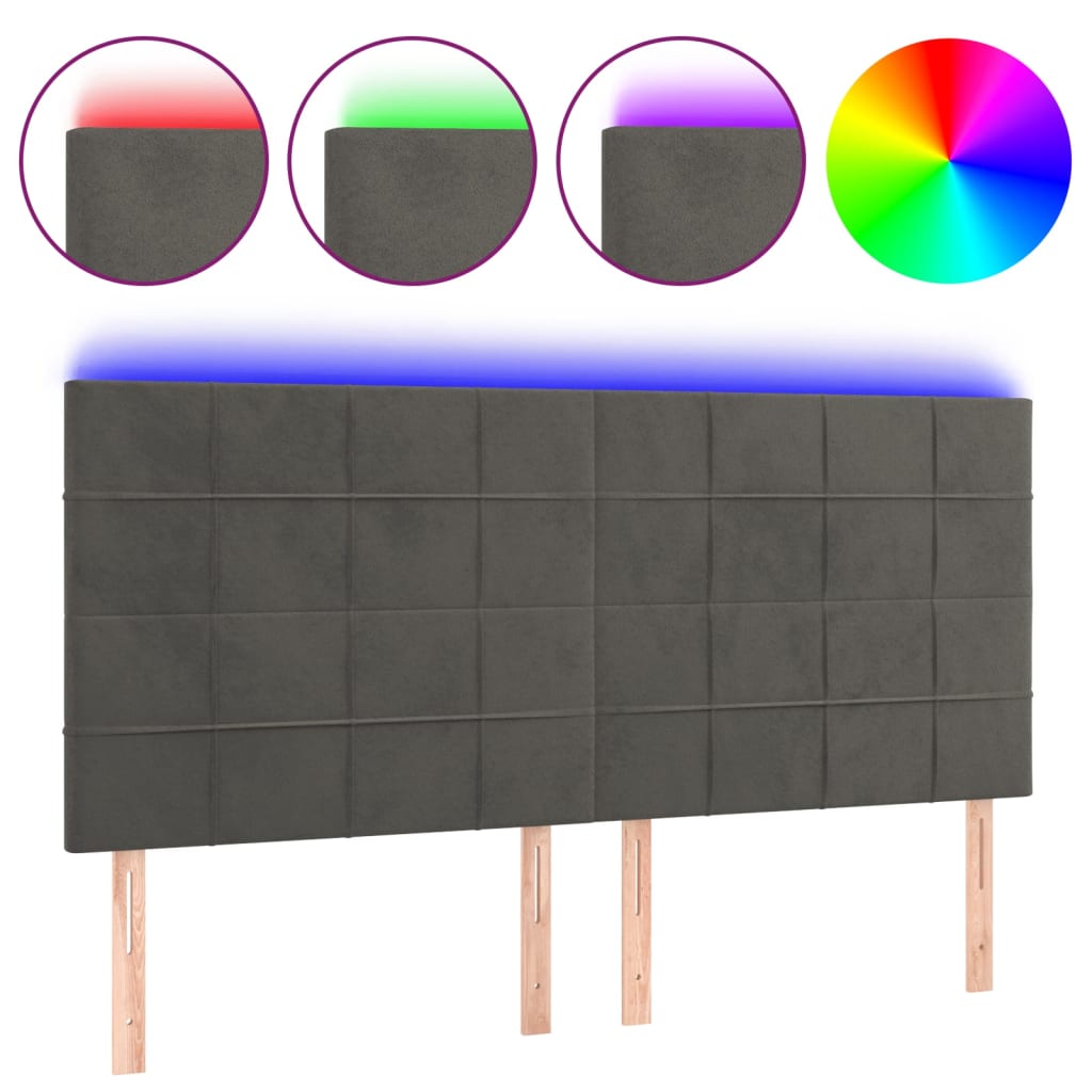 LED uzglavlje tamnosivo 200x5x118/128 cm baršunasto