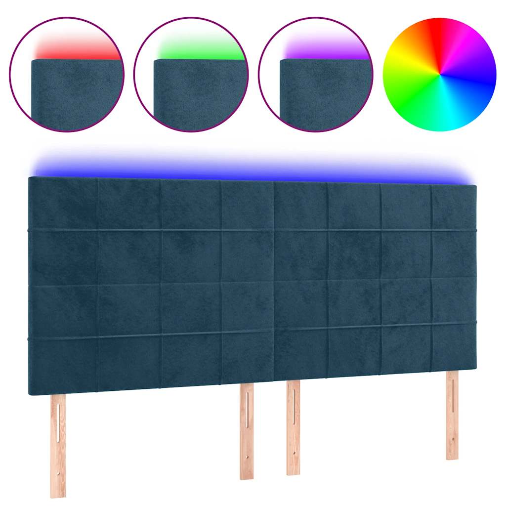 LED uzglavlje tamnoplavo 200x5x118/128 cm od tkanine