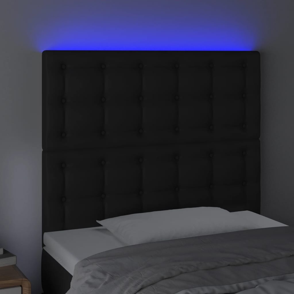 LED uzglavlje crno 80x5x118/128 cm od umjetne kože