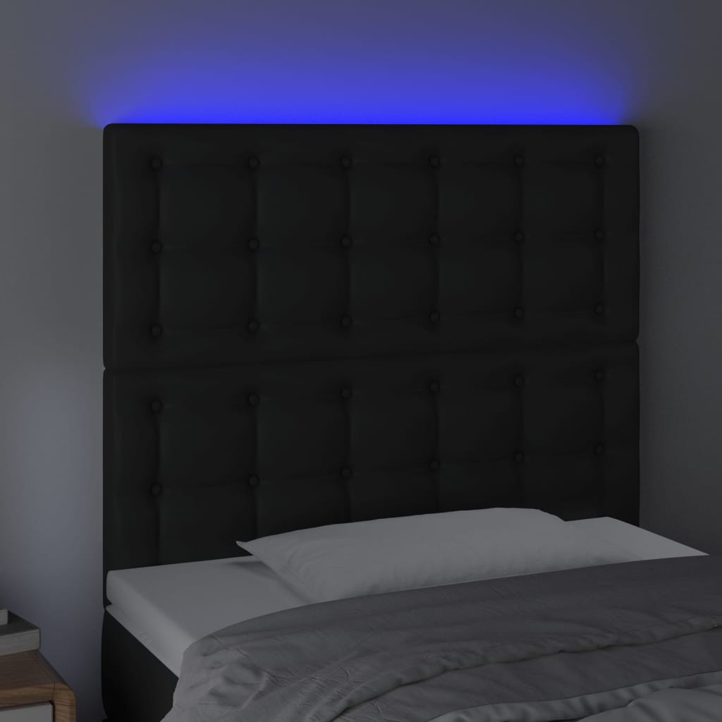 LED uzglavlje crno 90x5x118/128 cm od umjetne kože