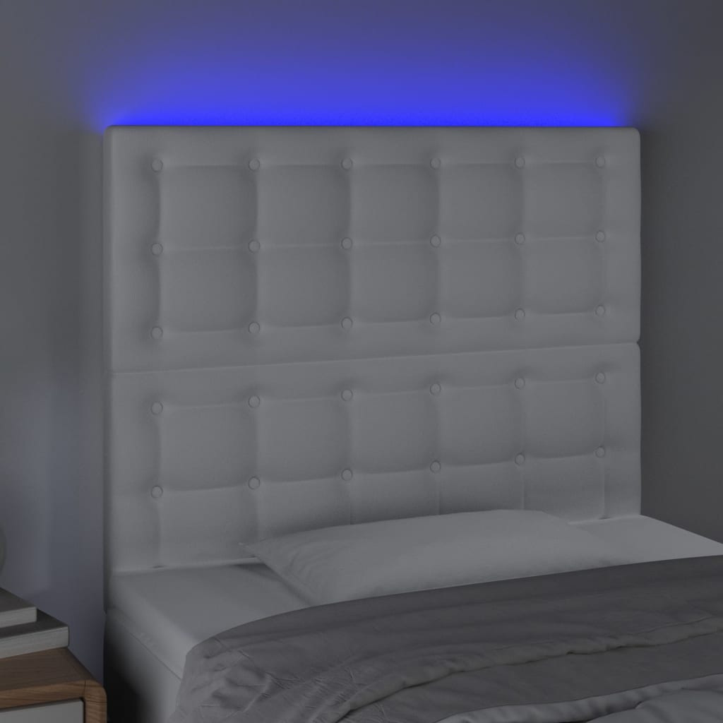 LED uzglavlje bijelo 90x5x118/128 cm od umjetne kože
