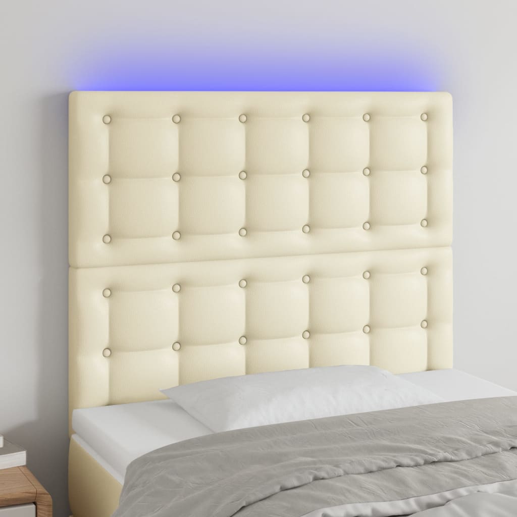 LED uzglavlje krem 100x5x118/128 cm od umjetne kože