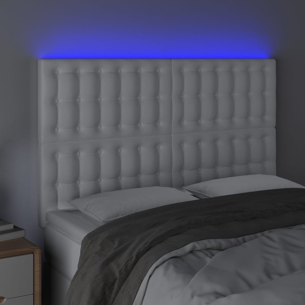 LED uzglavlje bijelo 144x5x118/128 cm od umjetne kože