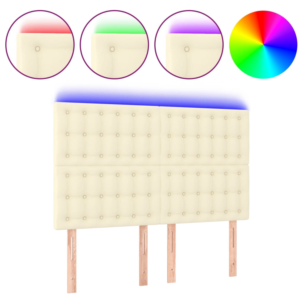 LED uzglavlje krem 144x5x118/128 cm od umjetne kože
