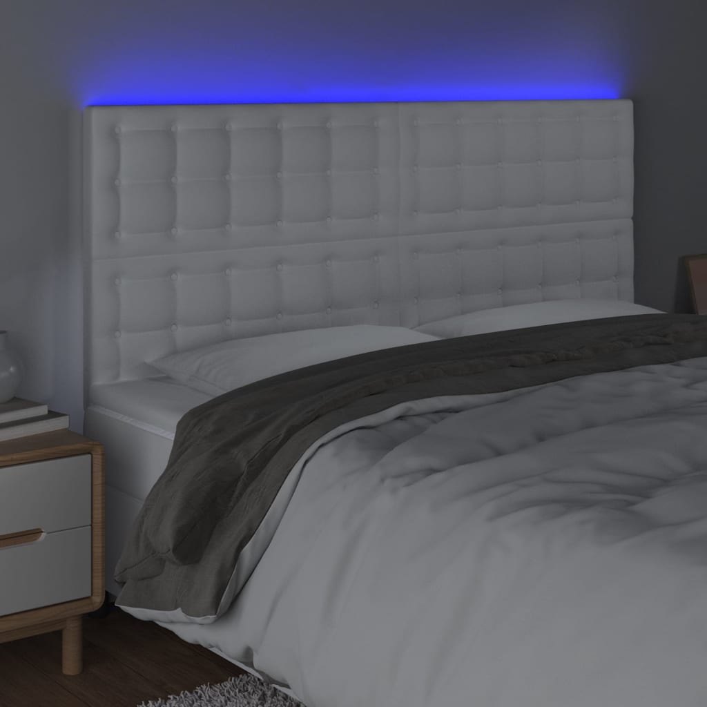 LED uzglavlje bijelo 160x5x118/128 cm od umjetne kože