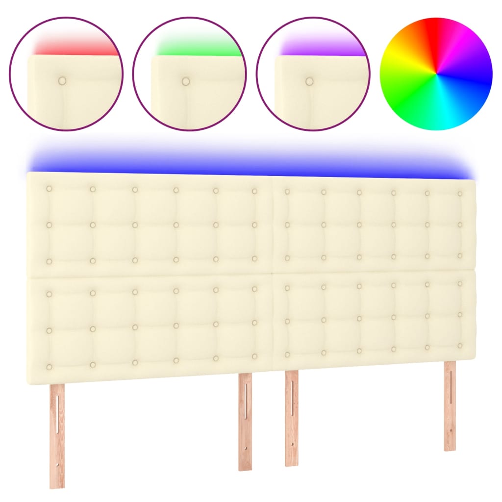 LED uzglavlje krem 160x5x118/128 cm od umjetne kože
