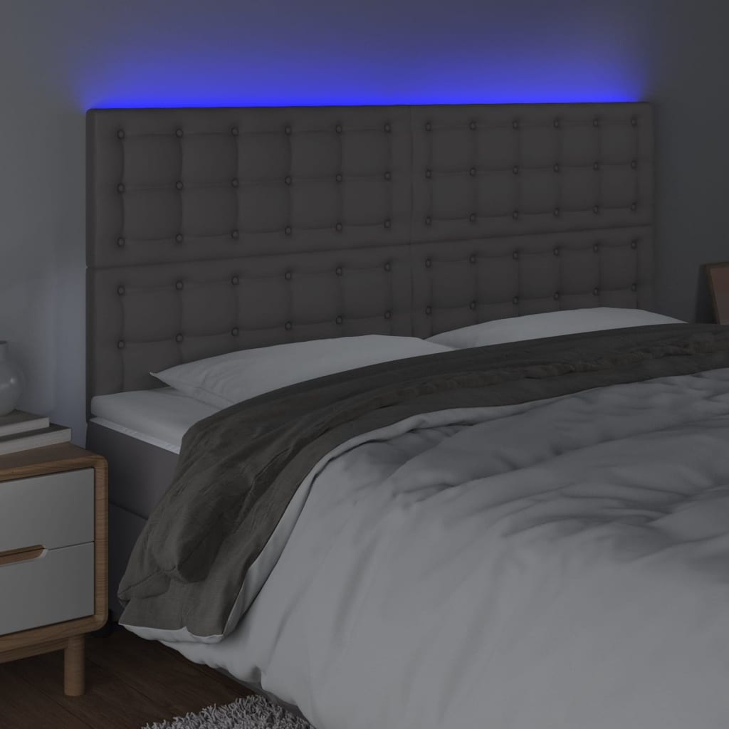 LED uzglavlje sivo 160x5x118/128 cm od umjetne kože