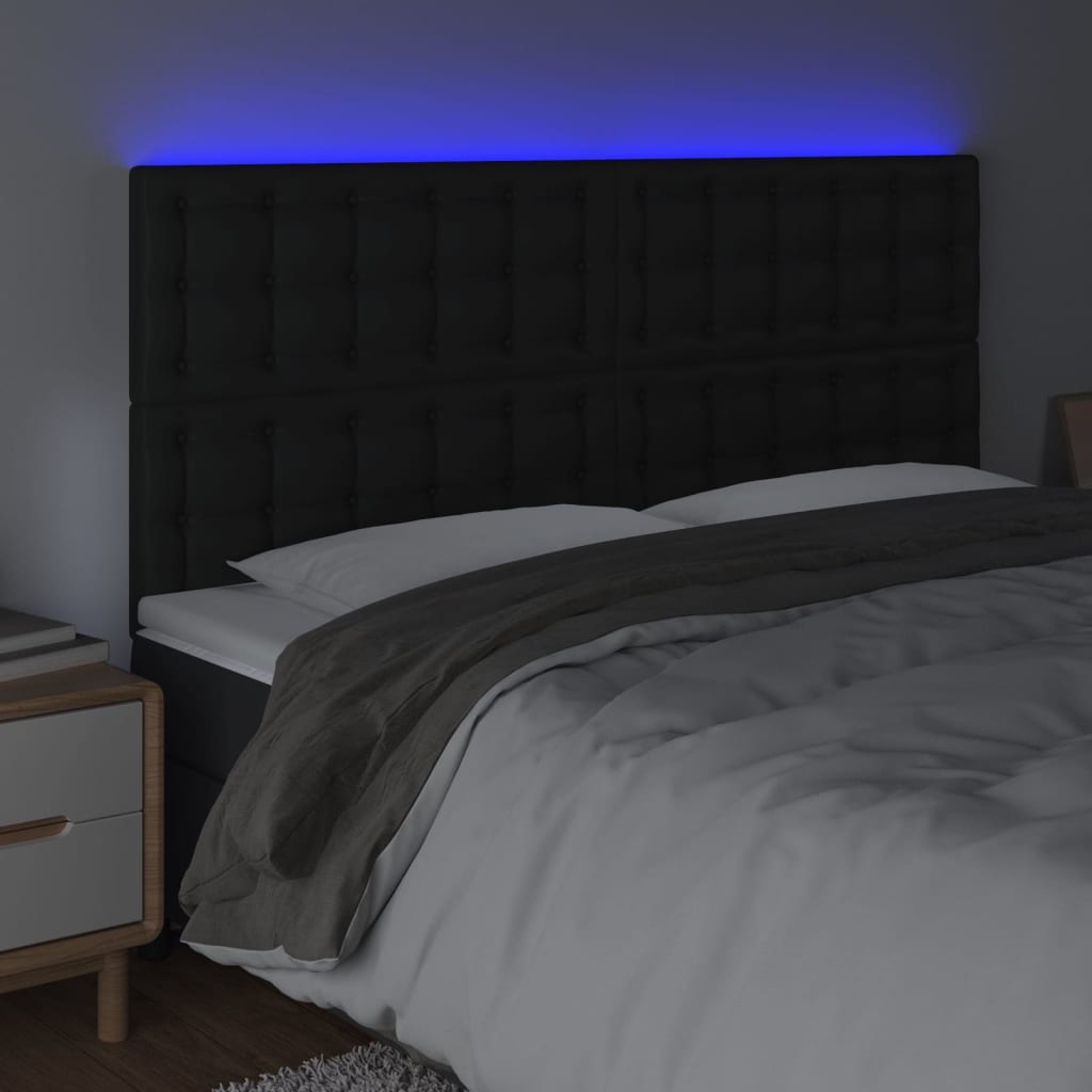 LED uzglavlje crno 180x5x118/128 cm od umjetna koža