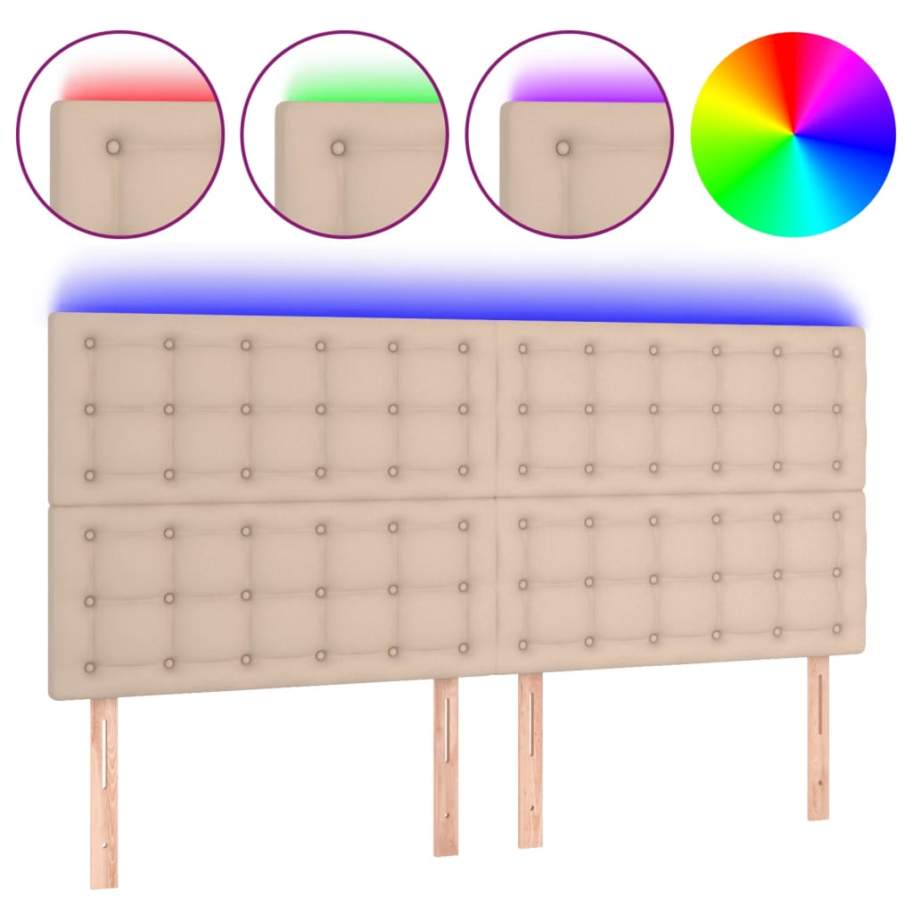 LED uzglavlje boja cappuccina 180x5x118/128cm od umjetna koža