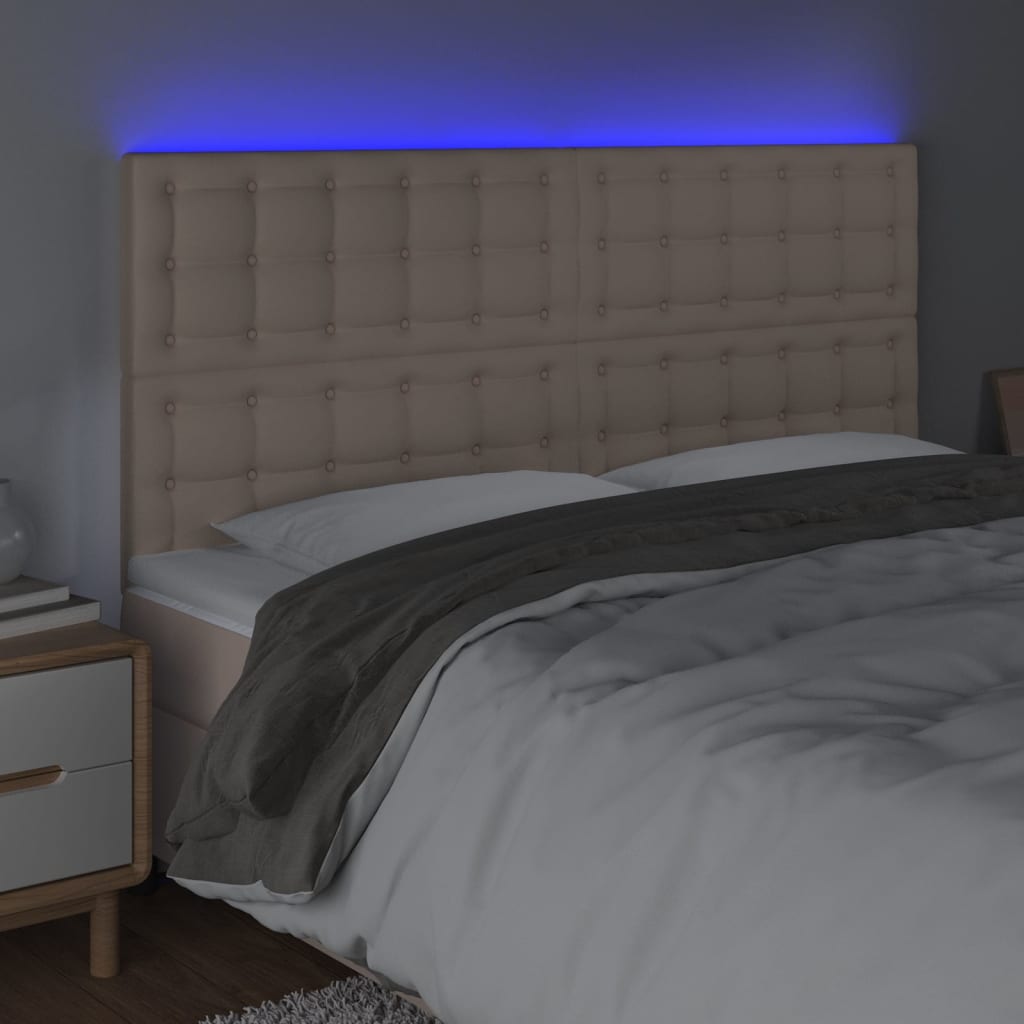 LED uzglavlje boja cappuccina 180x5x118/128cm od umjetna koža