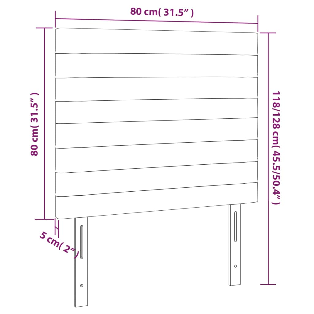 LED uzglavlje smeđesivo 80x5x118/128 cm od tkanine
