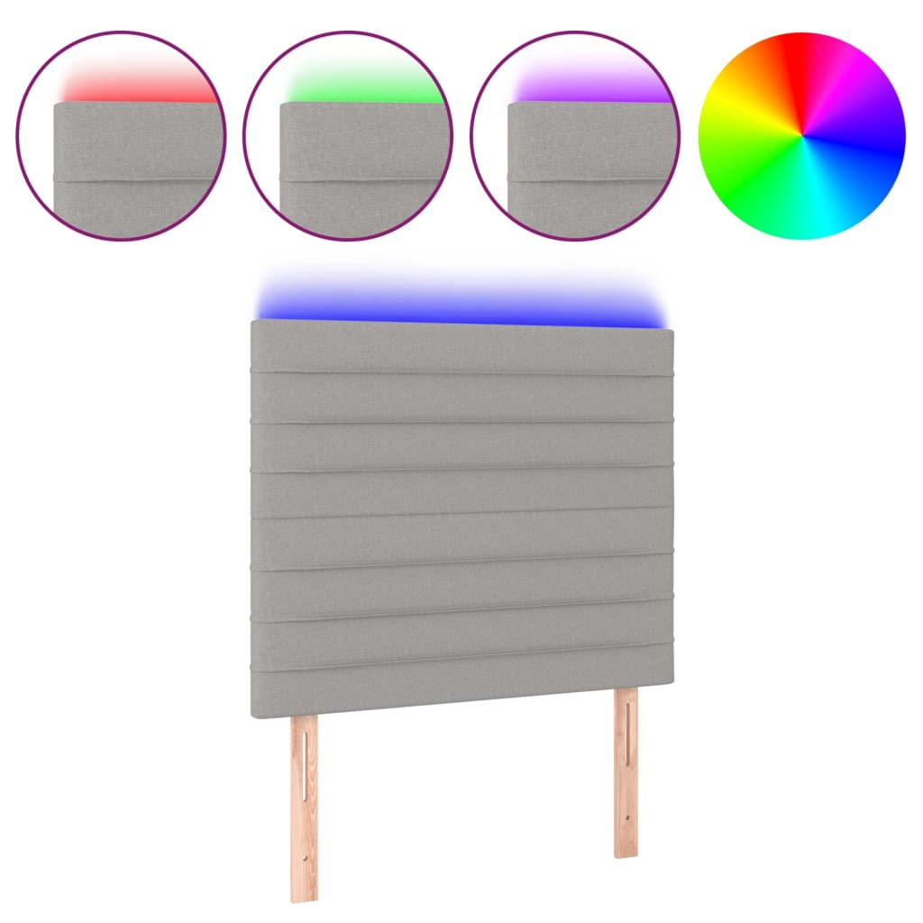 LED uzglavlje svjetlosivo 90x5x118/128 cm od tkanine