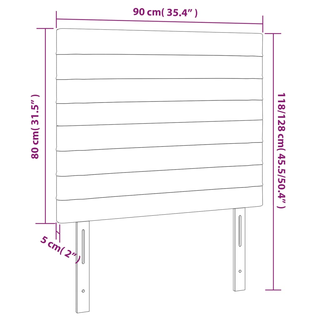LED uzglavlje tamnosivo 90x5x118/128 cm od tkanine