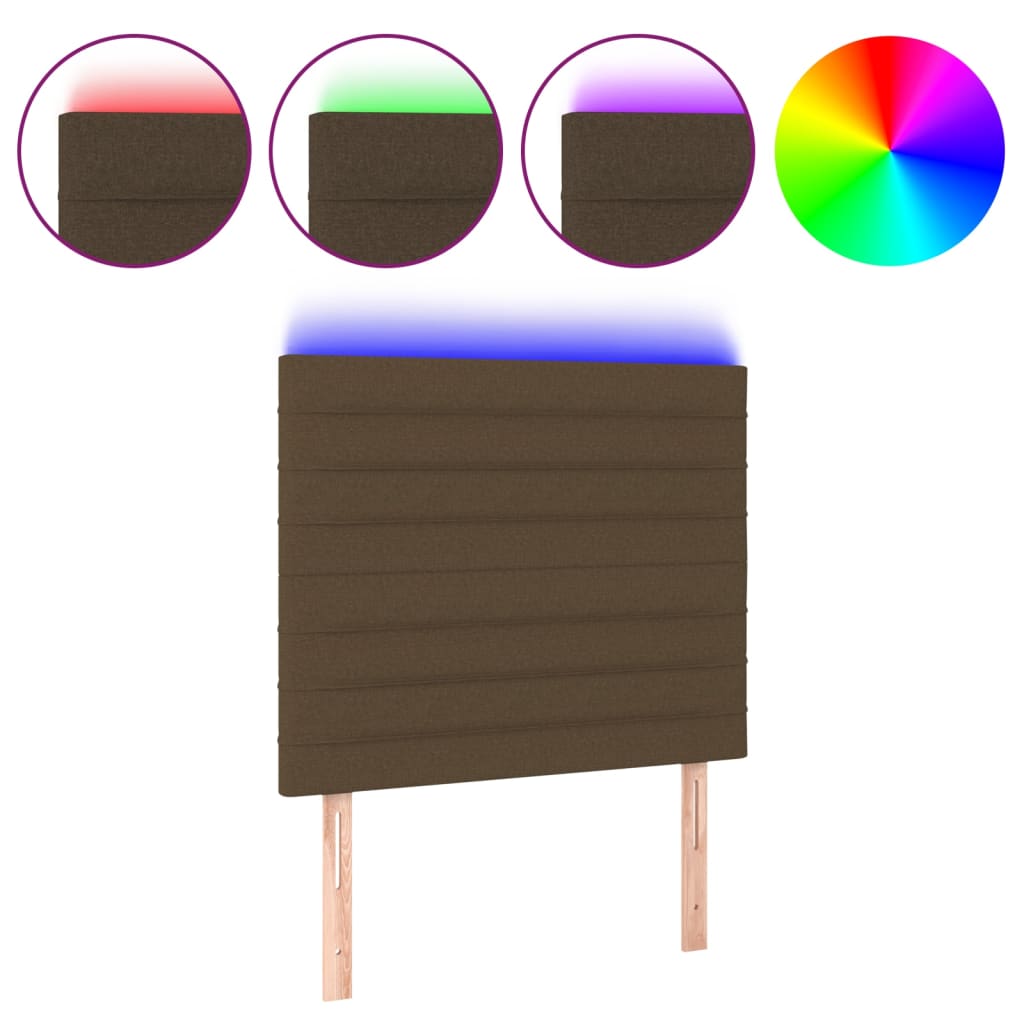 LED uzglavlje tamnosmeđe 100x5x118/128 cm od tkanine