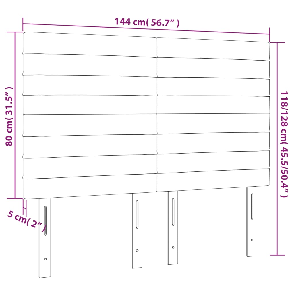 LED uzglavlje smeđesivo 144x5x118/128 cm od tkanine