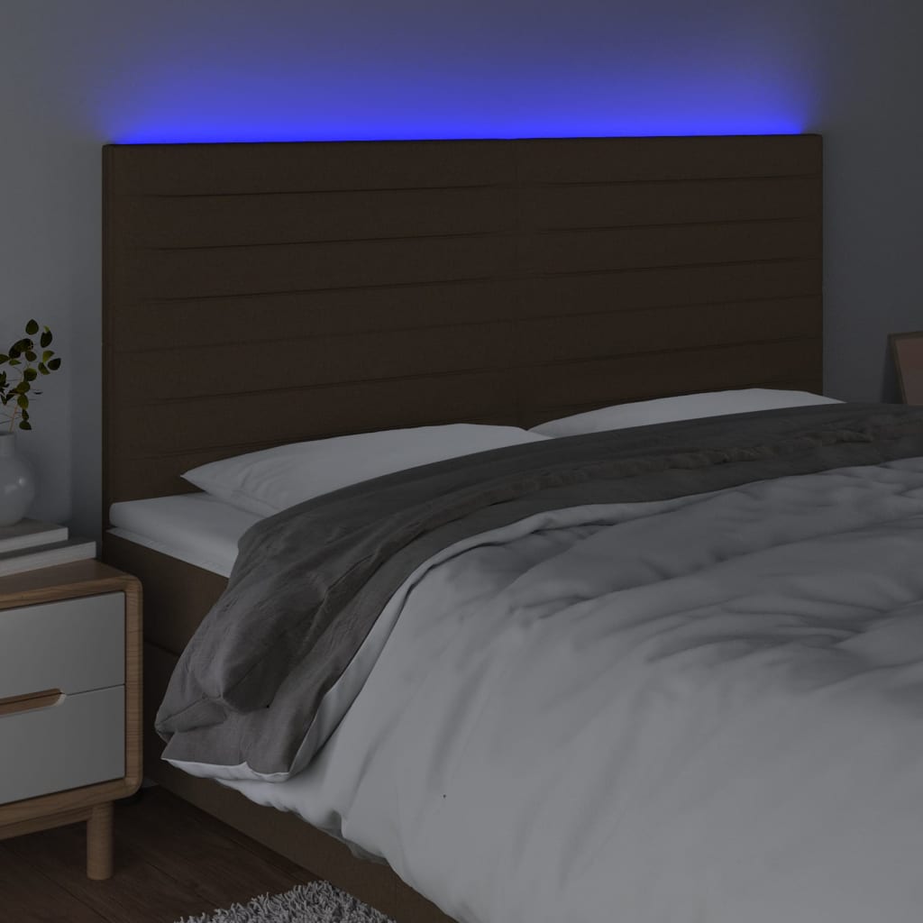 LED uzglavlje tamnosmeđe 160x5x118/128 cm od tkanine