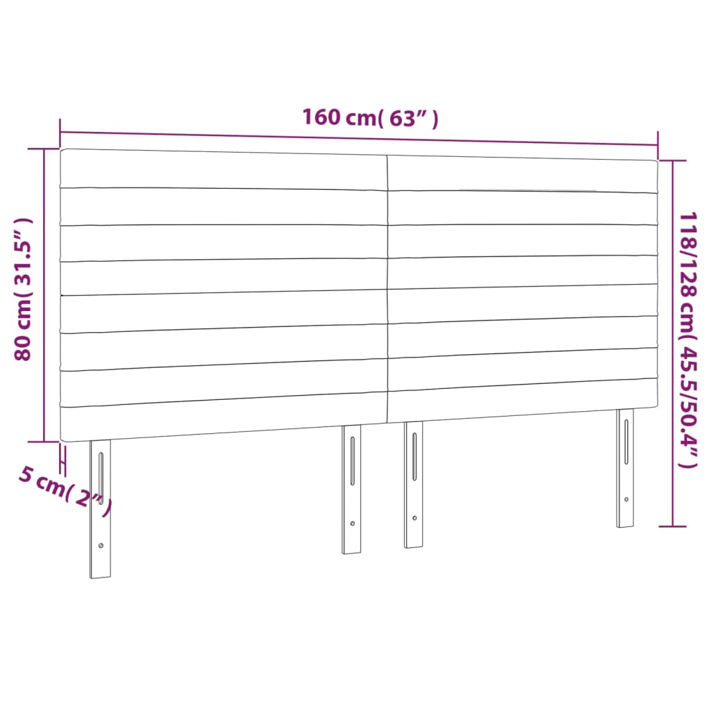 LED uzglavlje krem 160x5x118/128 cm od tkanine