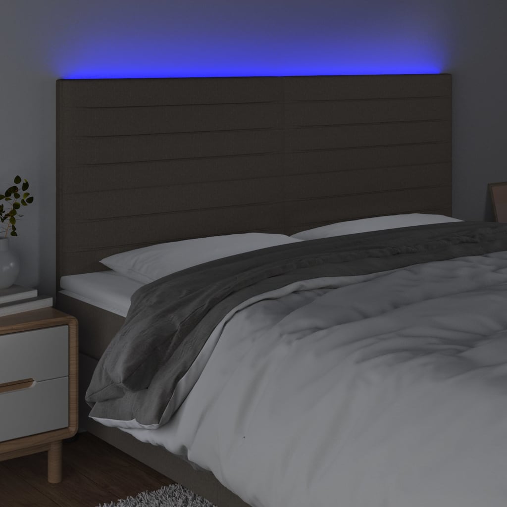 LED uzglavlje smeđesivo 180x5x118/128 cm od tkanine
