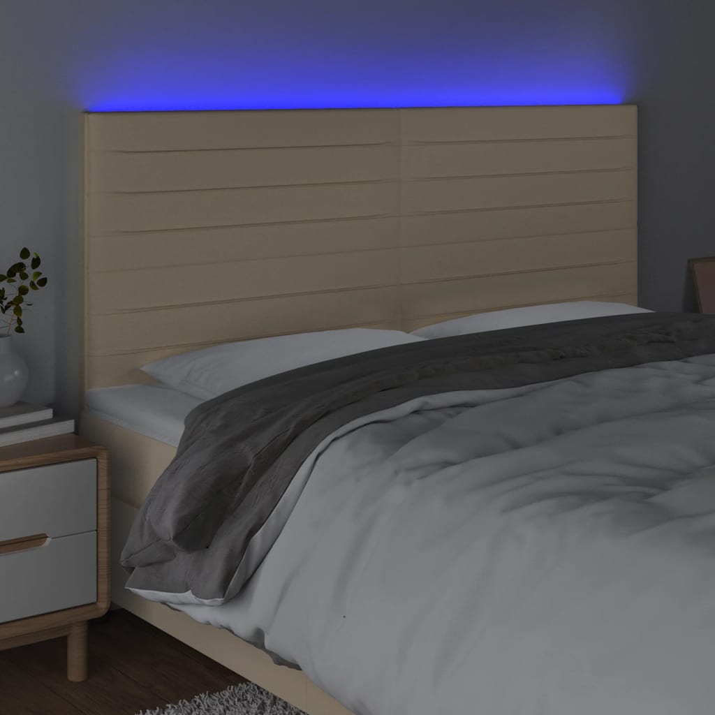 LED uzglavlje krem 180x5x118/128 cm od tkanine