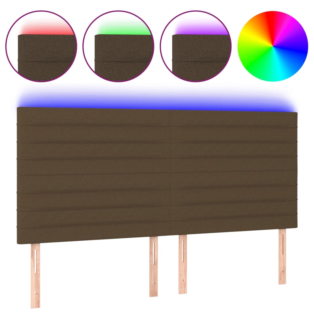 LED uzglavlje tamnosmeđe 200x5x118/128 cm od tkanine
