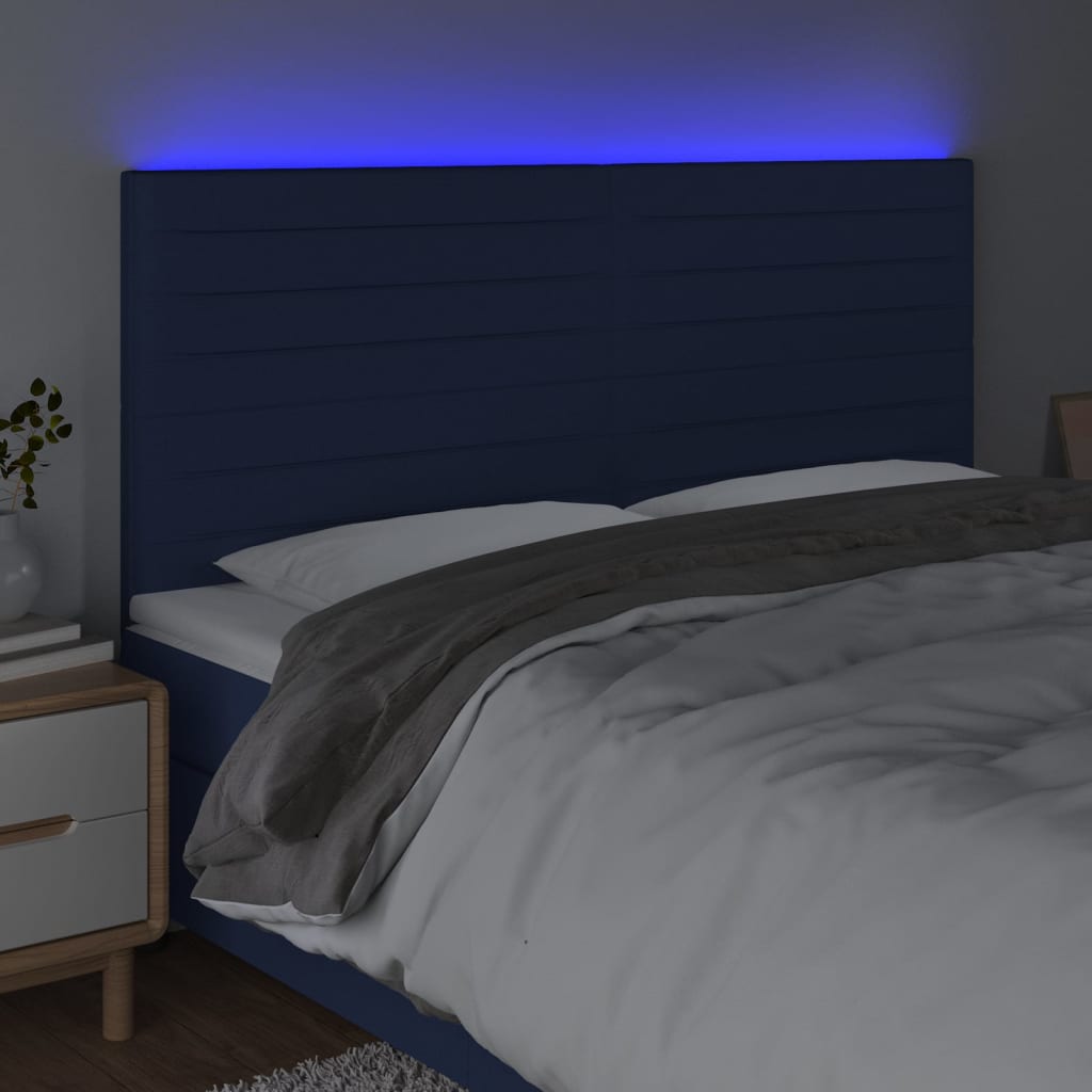 LED uzglavlje plavo 200x5x118/128 cm od tkanine