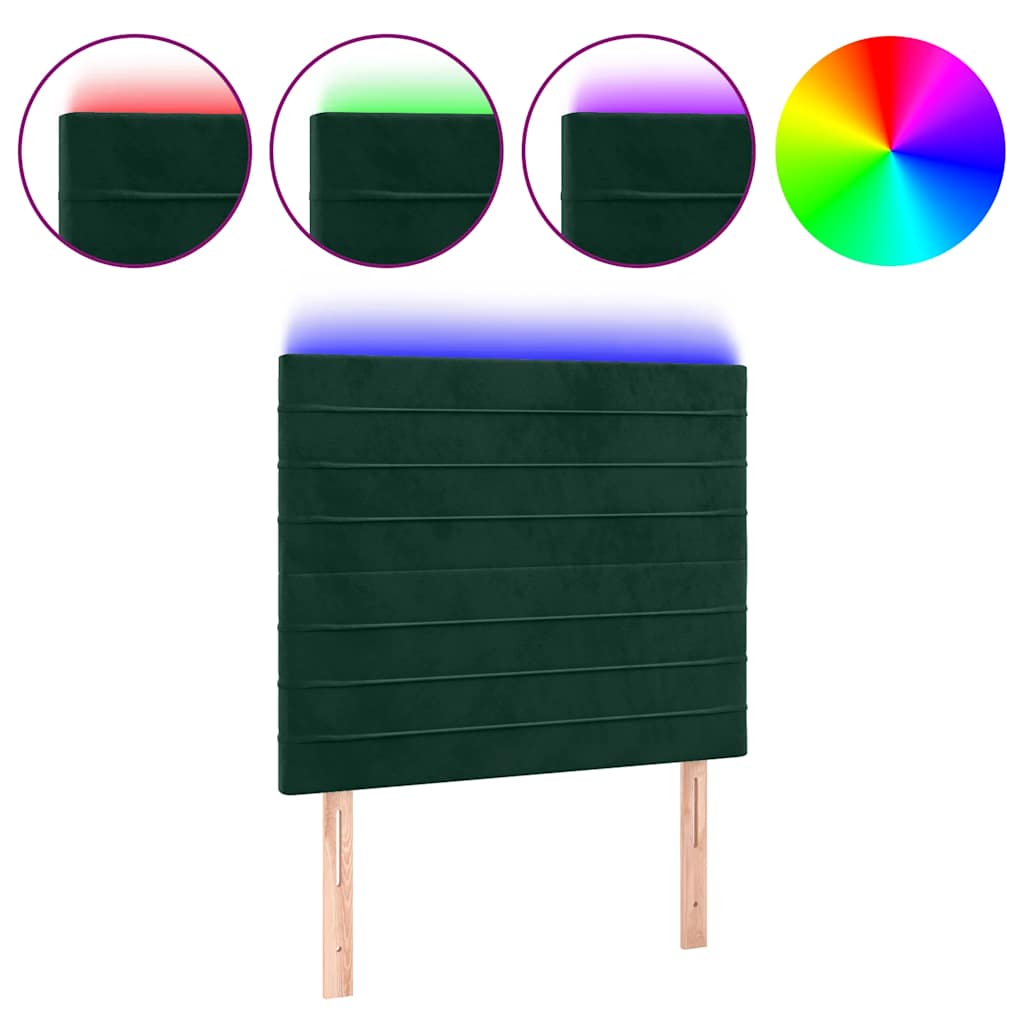 LED uzglavlje tamnozeleno 90x5x118/128 cm baršunasto