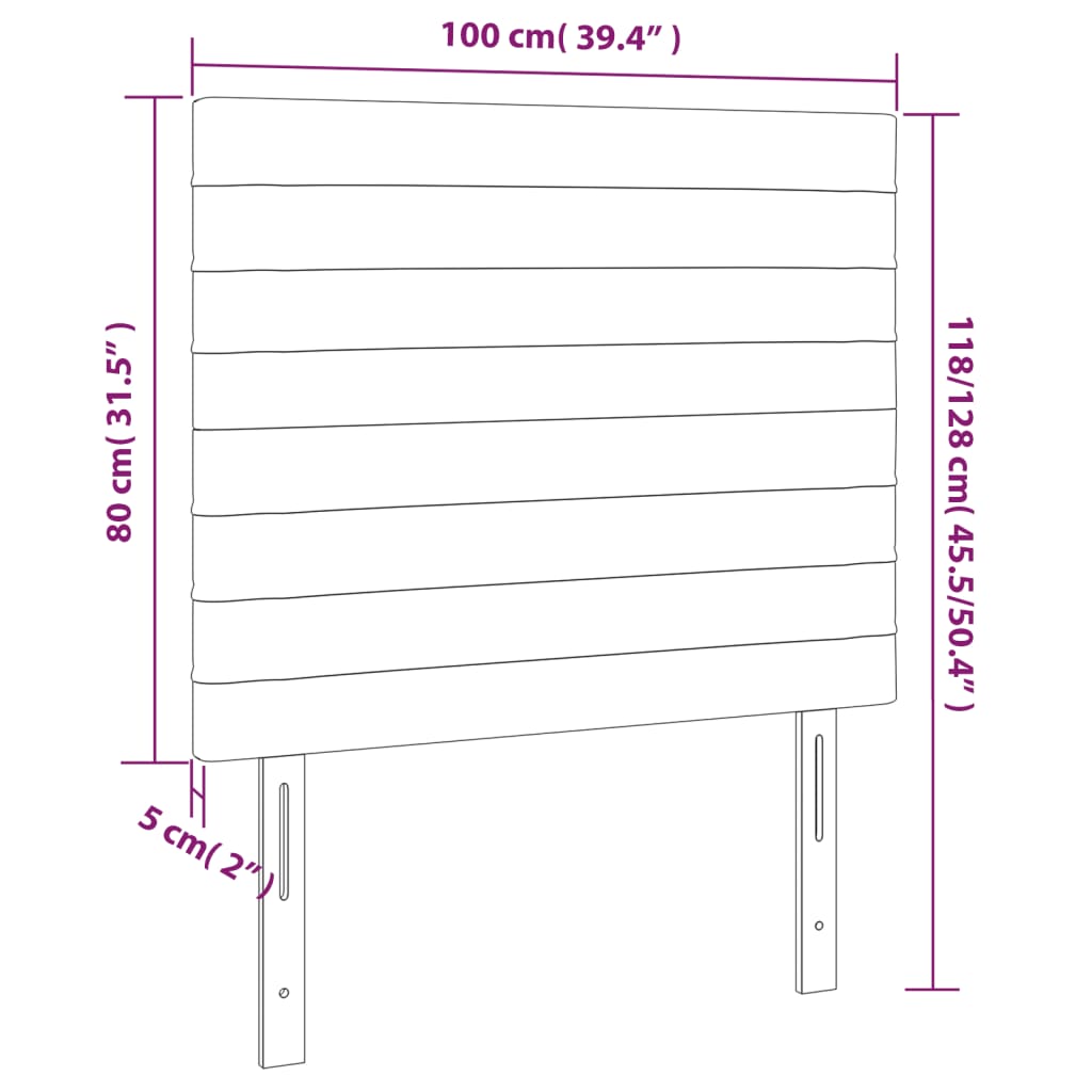 LED uzglavlje ružičasto 100x5x118/128 cm baršunasto