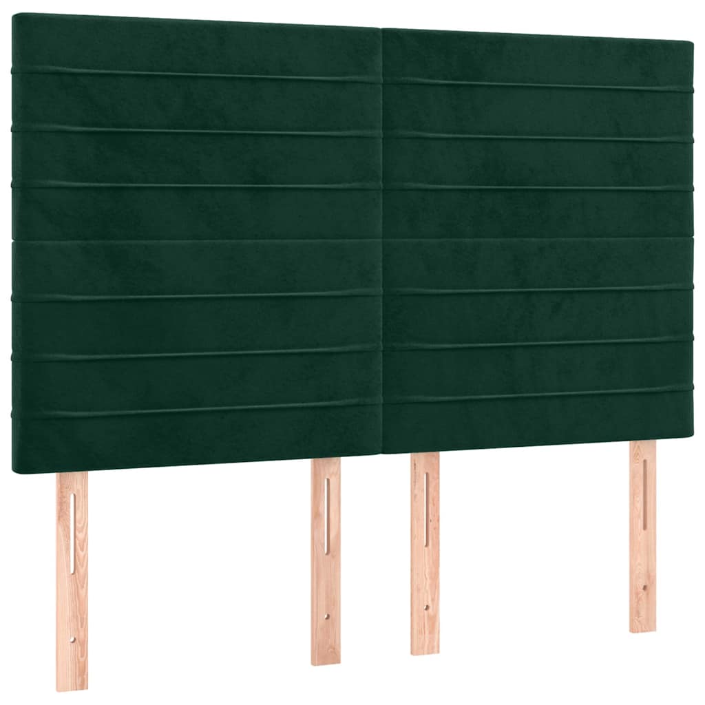LED uzglavlje tamnozeleno 144x5x118/128 cm baršunasto