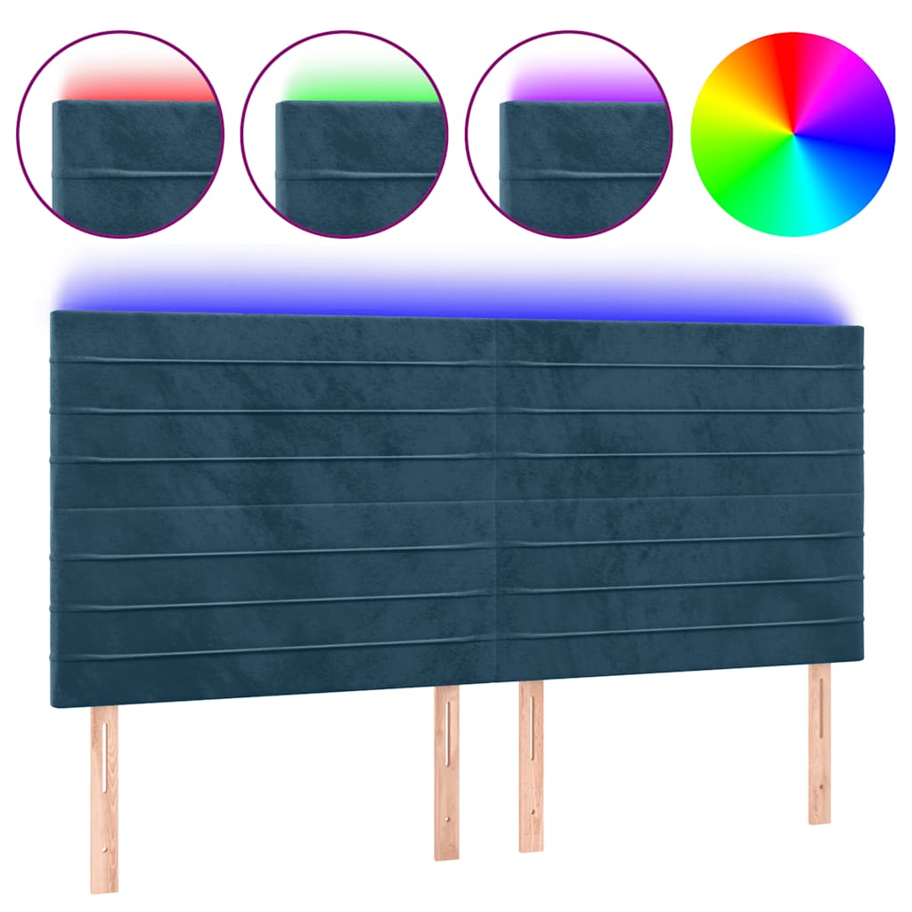 LED uzglavlje tamnoplavo 160x5x118/128 cm baršunasto
