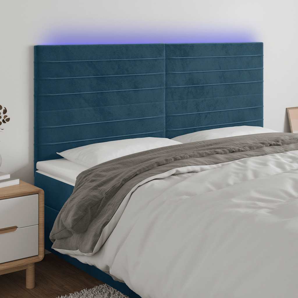 LED uzglavlje tamnoplavo 160x5x118/128 cm baršunasto