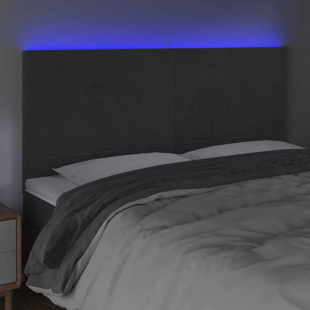 LED uzglavlje tamnosivo 180x5x118/128 cm baršunasto