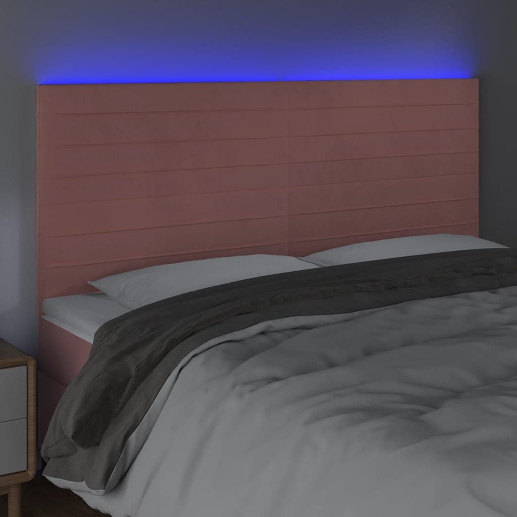LED uzglavlje ružičasto 180x5x118/128 cm baršunasto