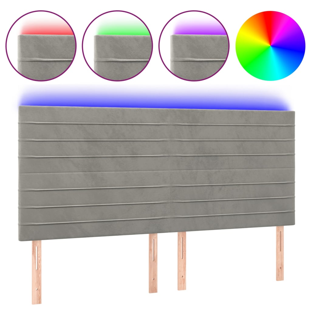 LED uzglavlje svjetlosivo 200x5x118/128 cm baršunasto
