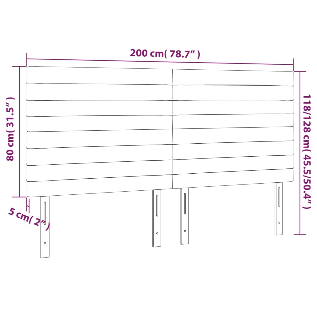 LED uzglavlje svjetlosivo 200x5x118/128 cm baršunasto