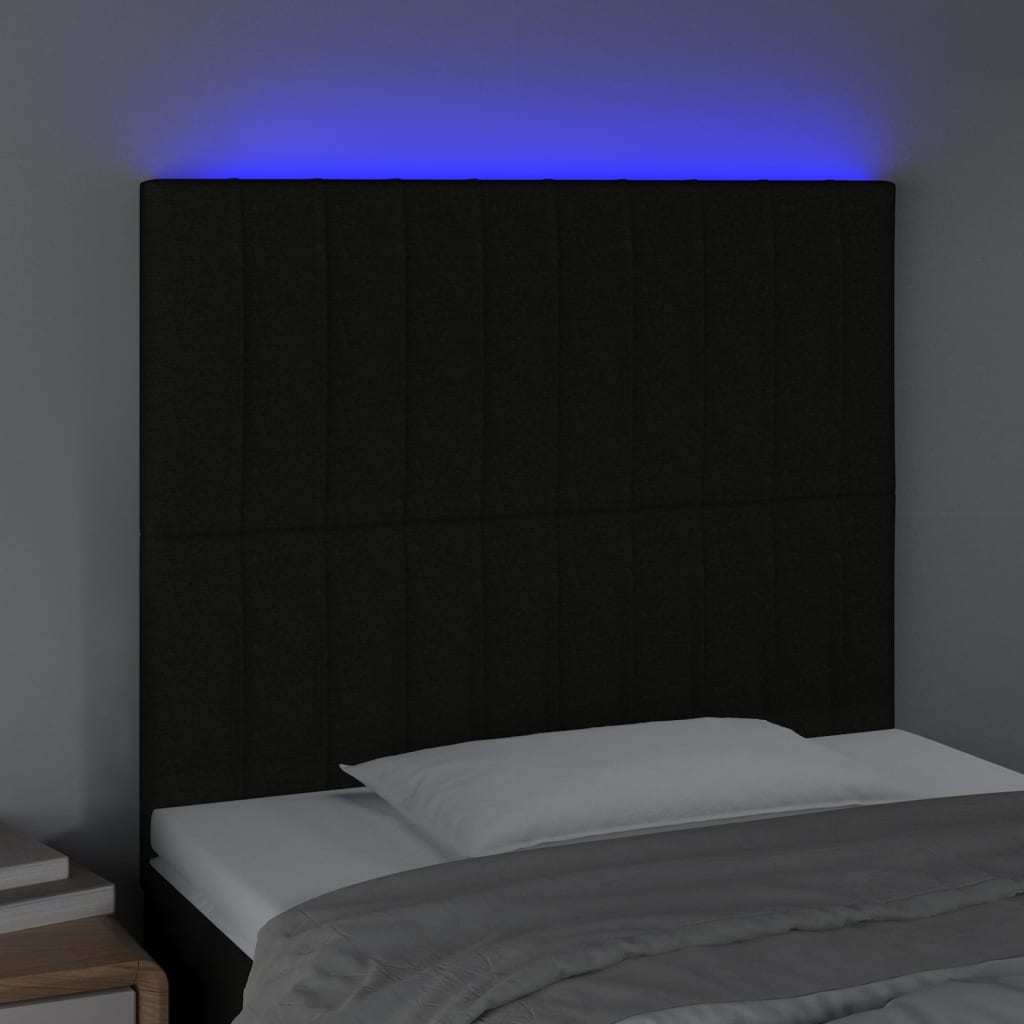 LED uzglavlje crno 90x5x118/128 cm od tkanine