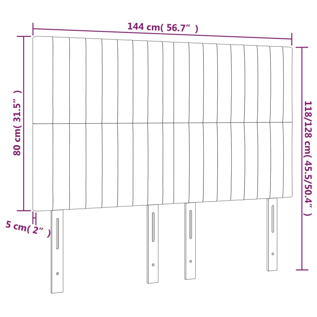 LED uzglavlje plavo 144x5x118/128 cm od tkanine