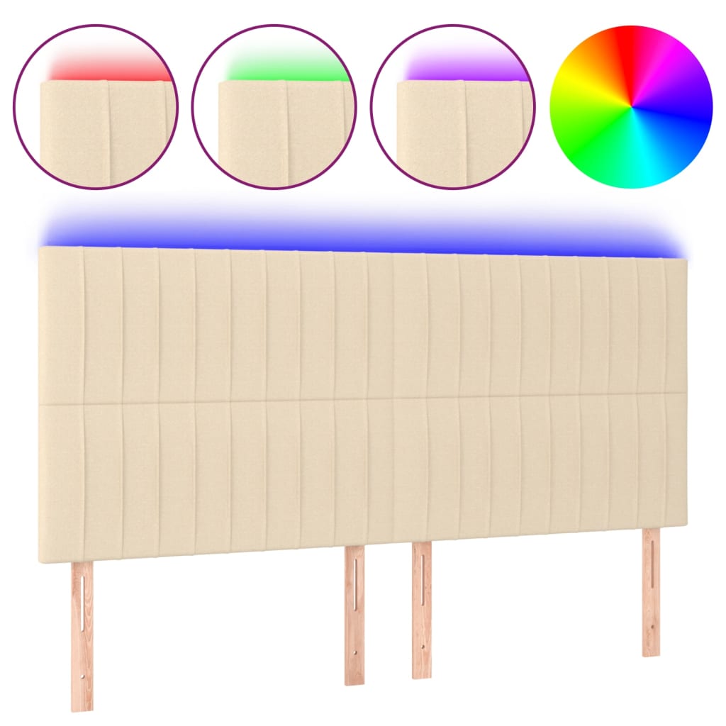 LED uzglavlje krem 160x5x118/128 cm od tkanine