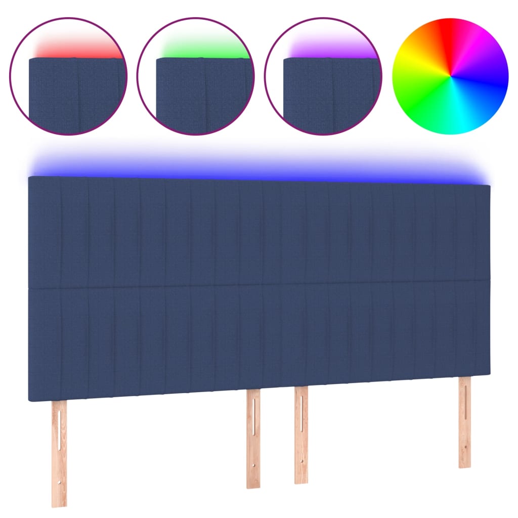 LED uzglavlje plavo 160x5x118/128 cm od tkanine
