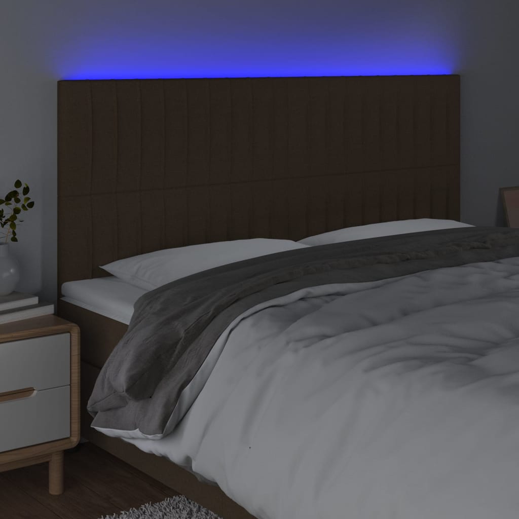 LED uzglavlje tamnosmeđe 180x5x118/128 cm od tkanine