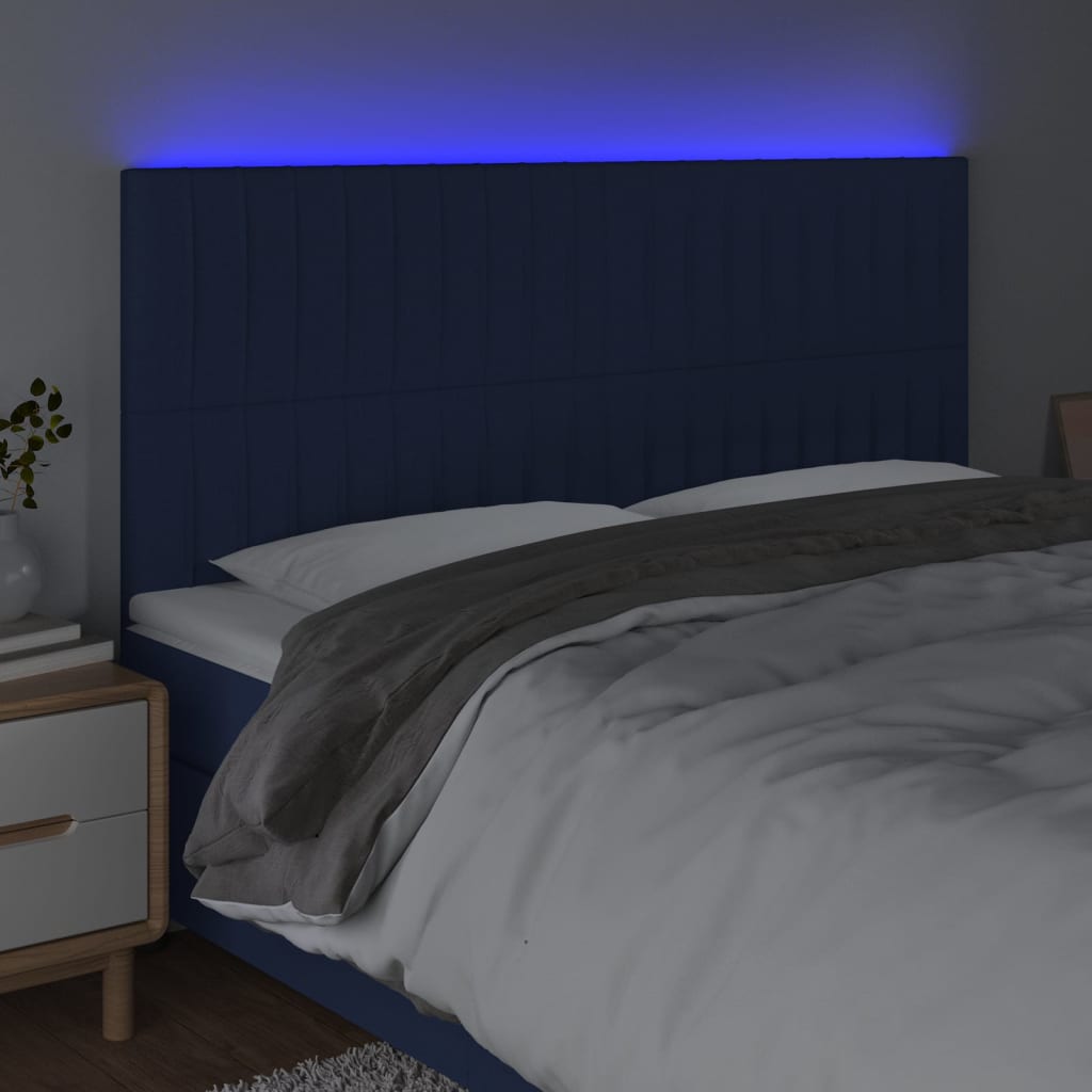 LED uzglavlje plavo 180x5x118/128 cm od tkanine