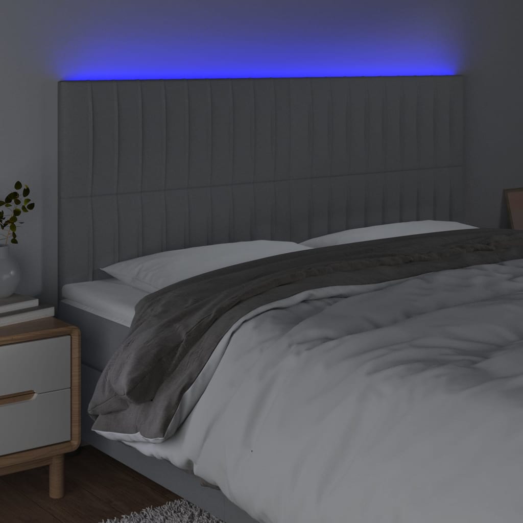 LED uzglavlje svjetlosivo 200x5x118/128 cm od tkanine