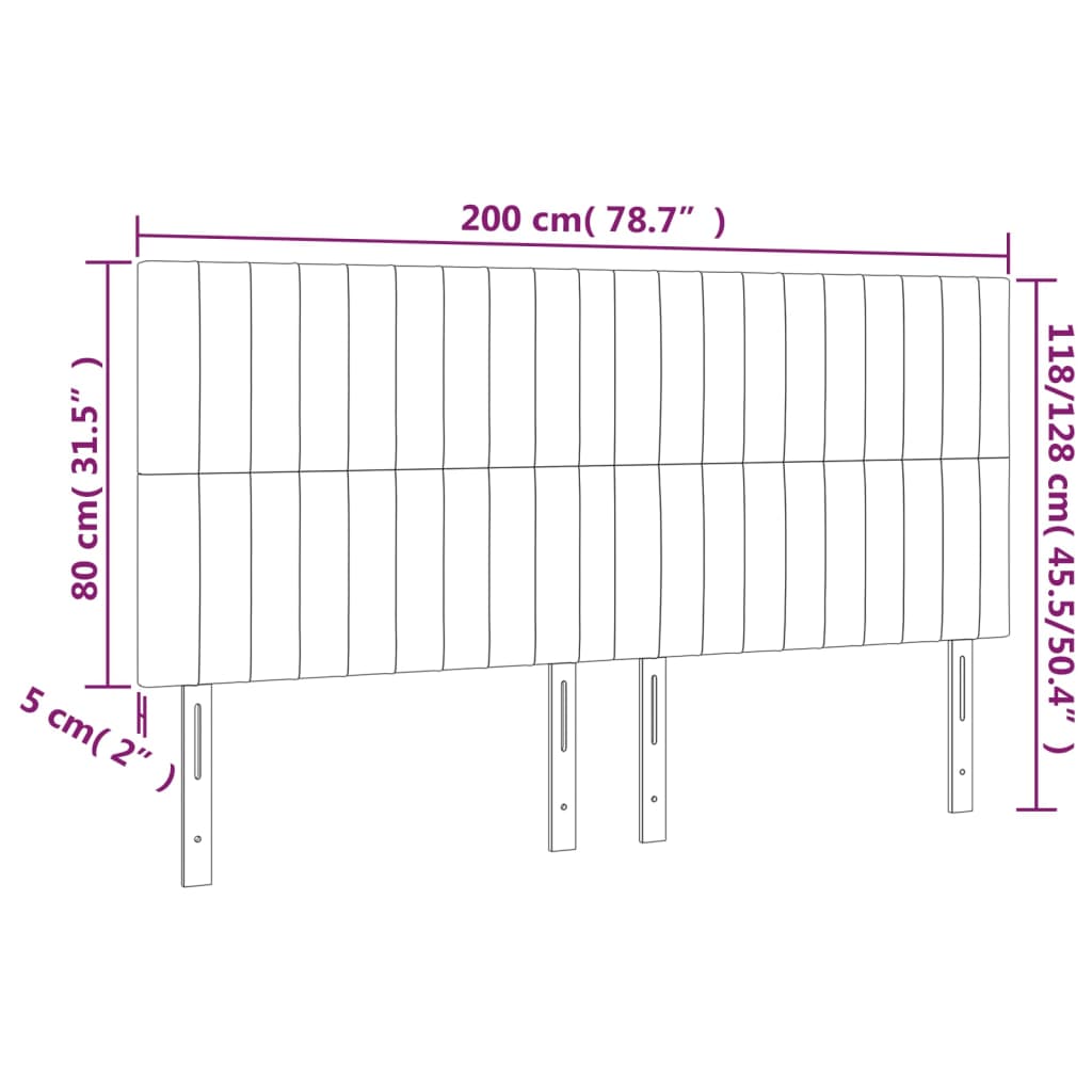 LED uzglavlje svjetlosivo 200x5x118/128 cm od tkanine