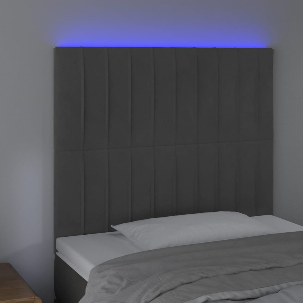 LED uzglavlje tamnosivo 80x5x118/128 cm baršunasto