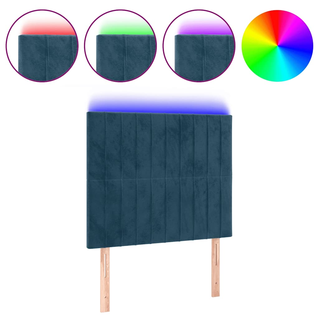 LED uzglavlje tamnoplavo 80x5x118/128 cm baršunasto
