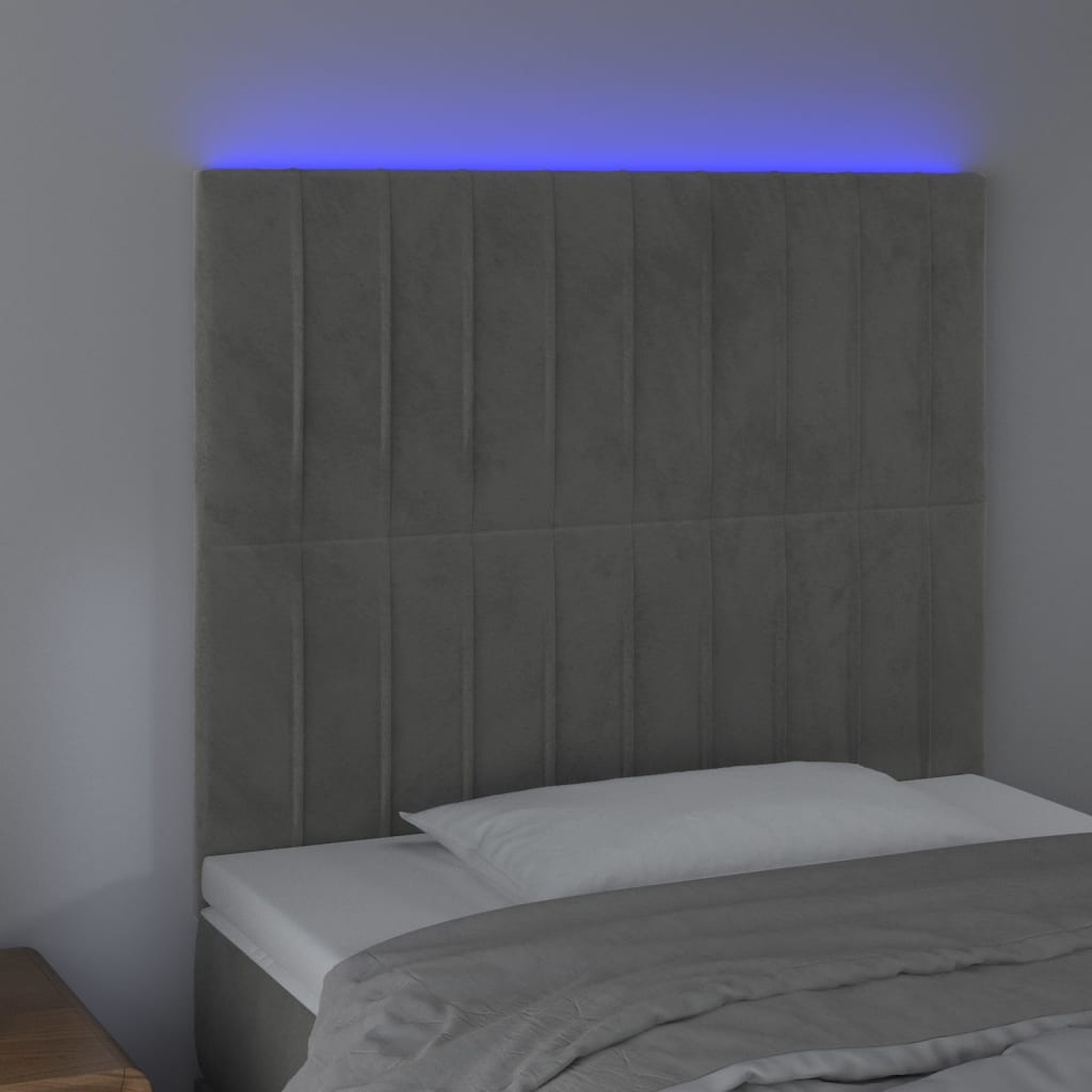 LED uzglavlje svjetlosivo 90x5x118/128 cm baršunasto