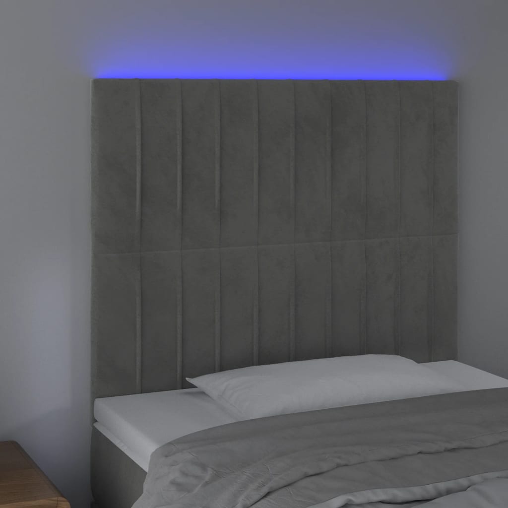 LED uzglavlje svjetlosivo 100x5x118/128 cm baršunasto
