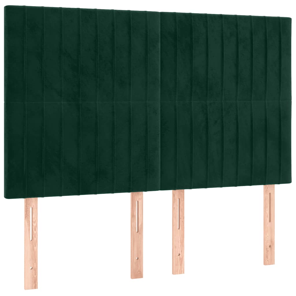 LED uzglavlje tamnozeleno 144x5x118/128 cm baršunasto