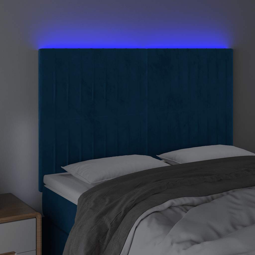 LED uzglavlje tamnoplavo 144x5x118/128 cm baršunasto