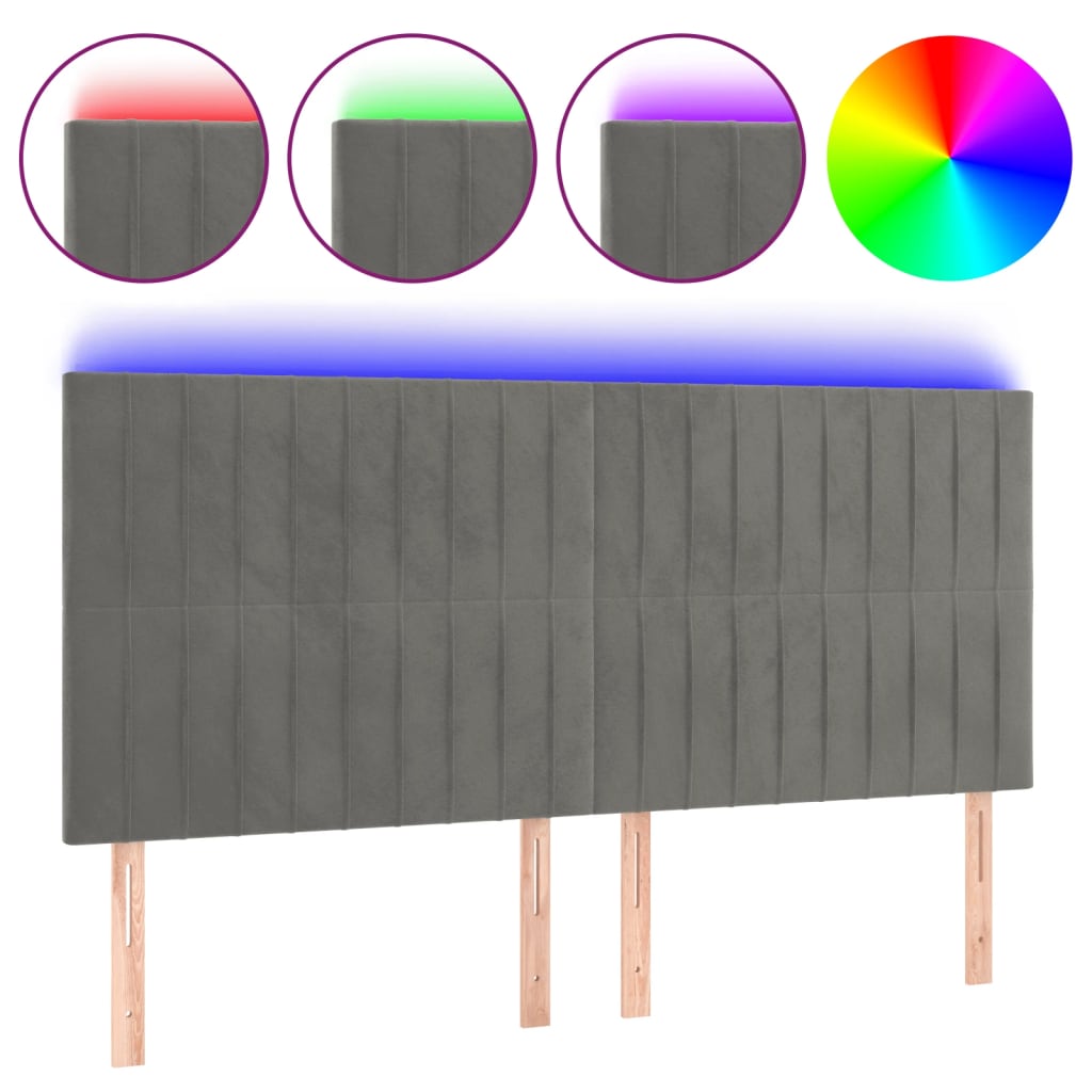 LED uzglavlje svjetlosivo 200x5x118/128 cm baršunasto