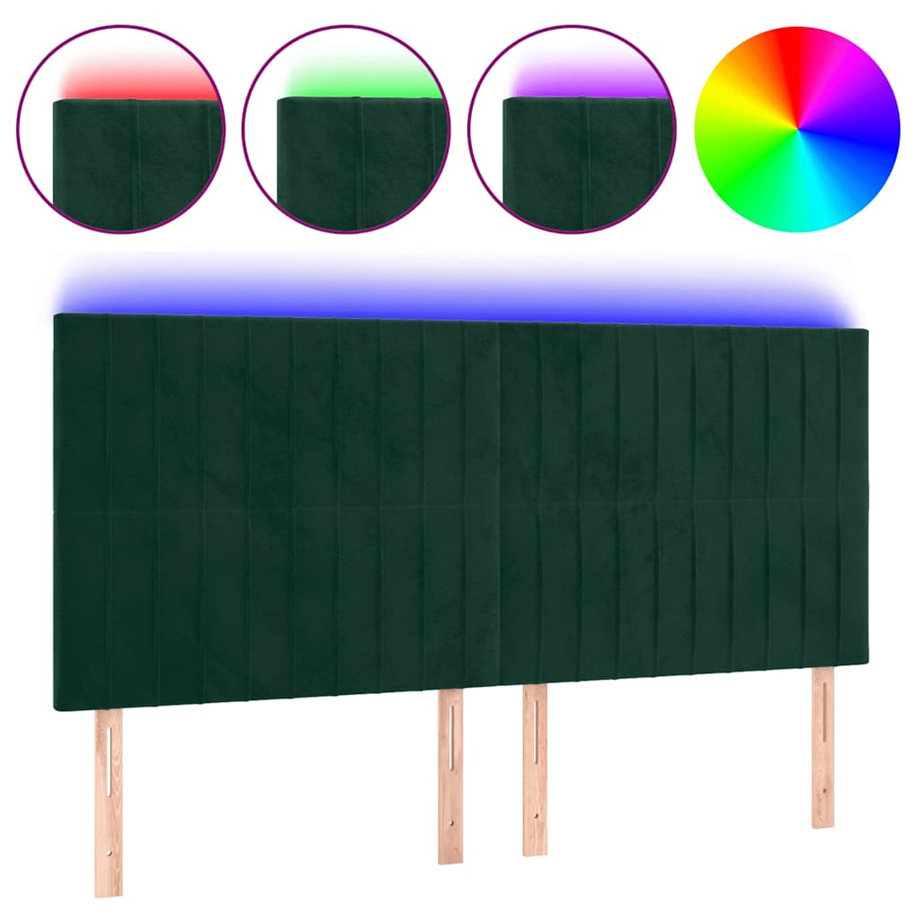 LED uzglavlje tamnozeleno 200x5x118/128 cm baršunasto